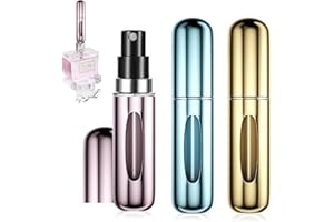 ETISEN, 3 Pezzi 5ml Atomizzatore di Profumo, Ricaricabile Spruzzino Profumo, Mini bottiglia spray portatile, Spruzzatore per bottiglie di profumo con finestra, Buono per viaggi (Blu, oro, rosa)
