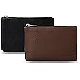 KALIONE 2 Pack Coin Purse, Portable PU Leather Coin Purse with Zipper Coin Purse Mini Change Purse Small Coin Purse for Women Credit Card Folded Bills ID Key Headset Lipstick(Black&Coffee)