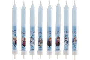 dekora - Oryginalne świeczki urodzinowe Disney Frozen, 8 niebieskich świeczek na torty urodzinowe i przyjęcia urodzinowe, Anna i Elsa z Krainy Lodu, 9 cm