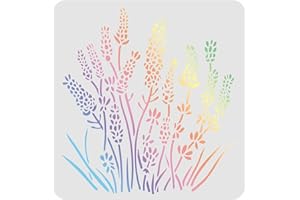 FINGERINSPIRE Stencil per pittura con lavanda, 30 x 30 cm, in plastica, decorazione lavanda, quadrato, lavanda, per dipingere su legno, pavimento, parete e tessuto