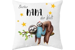 YGFADH Geschenk für Papa - Faultier Kissenbezug mit Spruch 'Beste Papa der Welt' - Geburtstag, Weihnachten, Vatertag - 45x45cm