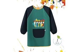 Elicna Delantal Infantil Bata Pintura Niña Niño Delantal Impermeable Manga Larga para Niños Regalos de Reyes Magos