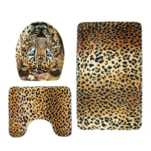 Preisvergleich Produktbild Baoblaze 3er-Set Badematten Badematte Badteppich Badvorleger Duschvorleger - Leopard