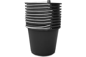 ‎KISTENBERG Kistenberg 10x Baueimer 5 Liter | Eimer mit Skala und ergonomischem Griff | aus robustem Kunststoff | schwarz | ideal für Bauarbeiten, Garten und Heimwerkerprojekte | 24 x 20 cm