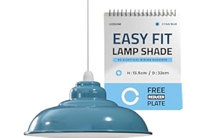 Pantalla de lámpara de techo semicurvada de metal azul retro vintage de LEDSone de 32 cm para luces de techo colgantes