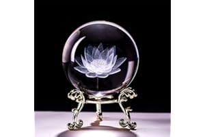BESOT Bola de Cristal grabada con láser 3D de Flor de Loto (60mm)