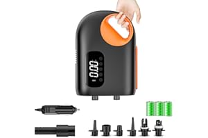 EVARY Bomba Sup Bateria 10000mAh, 20PSI Alta Presión 12V DC Bomba de Aire con LCD Digital Auto-Off Inteligente Dos Etapas Inflador & Desinflador para Stand Up Paddle Boards Botes Kayak Barco Inflable