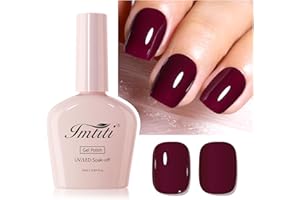 Imtiti Smalto per unghie rosso scuro, 1 pezzo di smalto gel rosso maroon, smalto gel UV LED, lunga durata, nail art manicure fai da te a casa per l'autunno e l'inverno (10 ML)