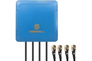 Maswell 4X4 MIMO IoT M2M Antena exterior, baja ganancia 3 dBi | Omni 700-6000 MHz | 4G LTE 5G | WiFi 6 Bluetooth WiMAX Zigbee | Montaje atornillado y adhesivo SMA macho (AG50.4Cell)