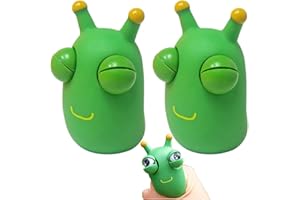 MCISKIN 2 sztuk Zabawna trawa robak szczypta zabawka, 2023 nowe zielone oko odbijanie robak wycisnąć zabawkę, squishy wycisnąć zabawkę, wyskakując oczy wycisnąć zabawki