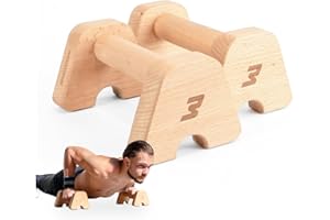 ‎MÜLLER & BLUM BMOTION Premium Holz Liegestützgriffe, nachhaltige und rutschfeste Calisthenics Parallettes, Liegestütze oder Handstand Griffe, Push Up Bar für In- und Outdoor inkl. Transportband