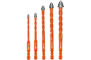 BGTEC Punte Eccentriche a denti di Sega a Quattro Taglienti - 5 pezzi 5/6/8/10/12mm Punta Trapano Legno per legno, plastica, mattoni, piastrelle, vetro, calcestruzzo e marmo