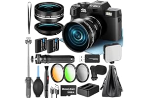 G-Anica 4K Digital Cameras for Photography, 48MP Vlogging Camera for YouTube with Microphone, WiFi and Tripod Grip, Video Camera with Wide-Angle&Macro Lens, Content Creator Kit & Travel Camera