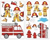 20-teiliges Feuerwehr im Einsatz Wandtattoo Set Kinderzimmer Babyzimmer in 5 Größen (2x21x34cm mehrfarbig)