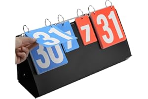 AYNEFY Marcador deportivo, 1 juego de 4 dígitos portátil premium Flip Sports Competición Marcador para Tenis de Mesa Baloncesto Bádminton