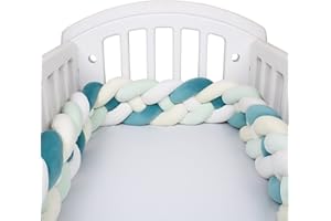 JIcloun 4 Hilos Cuna Parachoques Trenzados, Cama Serpiente Anudada Cojines Infantiles Habitacion Chichoneras Cuna Trenza Protector Guardería Almohada Trenzado del Dormitorio,A10,2.5M