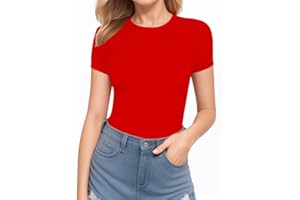 ALGALAROUND Bodys pour femme - Manches courtes - Col rond - Basic - T-shirt d'été - Haut élégant