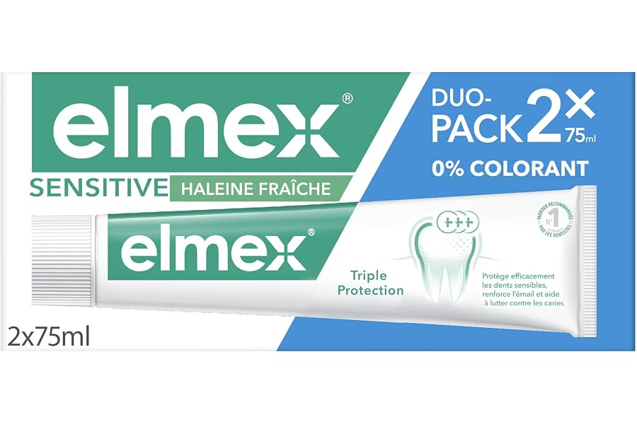 ELMEX - Dentifrice elmex Sensitive Haleine Fraîche 0 % Colorants - Dents Sensibles, Gencives Douloureuses, Protection de l'Em