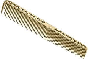 PETYOUNG Peignes Professionnels Aérospatial Aviation Aluminium Coupe en métal Peigne Coiffure Coiffure Barbiers Peigne de Salon (Color : Gold, Size : L)
