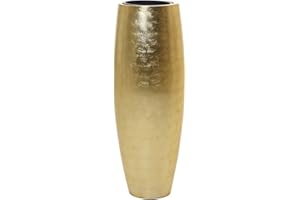 ‎VIVANNO VIVANNO Pflanzkübel Bodenvase Fiberglas Magnum Gold Blatt-Optik Hochglanz - 80x23