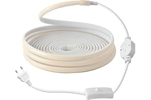 SUNBEYOND Taśma ledowa COB 3m, 220V LED Strip Lights, wodoodporna świetlna led 288LEDs/m, 3200K ciepła biel paski led homekit, oświetlenie zewnętrzna dekoracyjne do domu, do kuchni, ogrodu, z przełącznikiem