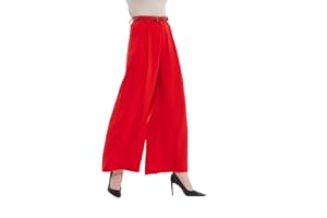 Tronjori Mujeres Pantalones Cintura Alta Casual Pierna Ancha Plisados Delanteros Pantalones con Bolsillos Laterales para Ocio Trabajo Oficina