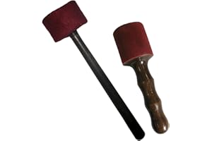 NATURHEILMITTEL HEILSTEINE METHUSALEM GMBH NEU-ULM Klangschalen Klöppel 2er-Set Therapie-Filz-Schlägel für die professionelle Klangschalen Klang Massage & Holz-Leder-Reibeklöppel für ein Klangbad z.B. nach Peter Hess. 70102