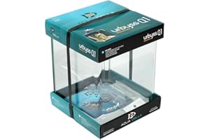 SMURFS AQUADELLA Aqua Della, Aquarium Urbyss 20x20x25 cm, Aquarium cubique avec Verre courbé et Poli de 5 mm, Verre de Protection Poli de 3 mm, Clips de Support en Plastique, Tapis de Protection
