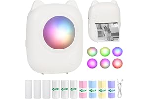 Ambesty Mini Drucker, Mobiler Fotodrucker, Tragbarer Mini Fotodrucker, Wireless Fotodrucker Thermodrucker, Smartphone Bluetooth Drucker, für Lernhilfe,Lernnotizen,Journal mit 10 Rollen Druckerpapier
