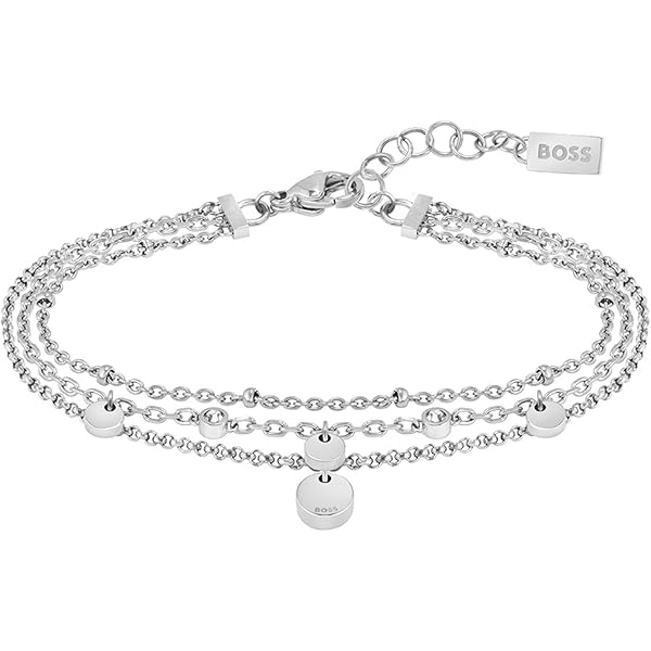BOSS Jewelry Braccialetto di Perline da Donna BEADS COLLECTION in Acciaio Inossidabile con un Charm a Forma di Cuore - 1580075