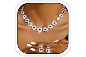 Unicra Silver Bridal Wedding Jewelry Sets Rhinestone Choker Necklaces and Earrings Set Costume Prom Formal Crystal Jewelry Set for Women and Brides