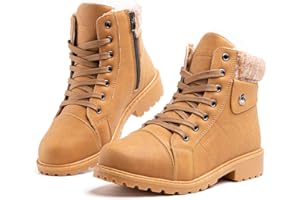 Hitmars Botas Mujer Invierno Botas de Nieve Cálido Zapatos Botines Forradas Planas Snow Boots Antideslizante Calzado Comodos Cordones Negro Marrón Gris Rosa 36-43 EU