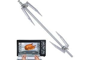 leryveo Asta girarrosto,Rosticcerie e torrefattori - Griglia per girarrosto spiedo a Carbone in Acciaio Inossidabile Resistente per Campeggio e Barbecue all'aperto