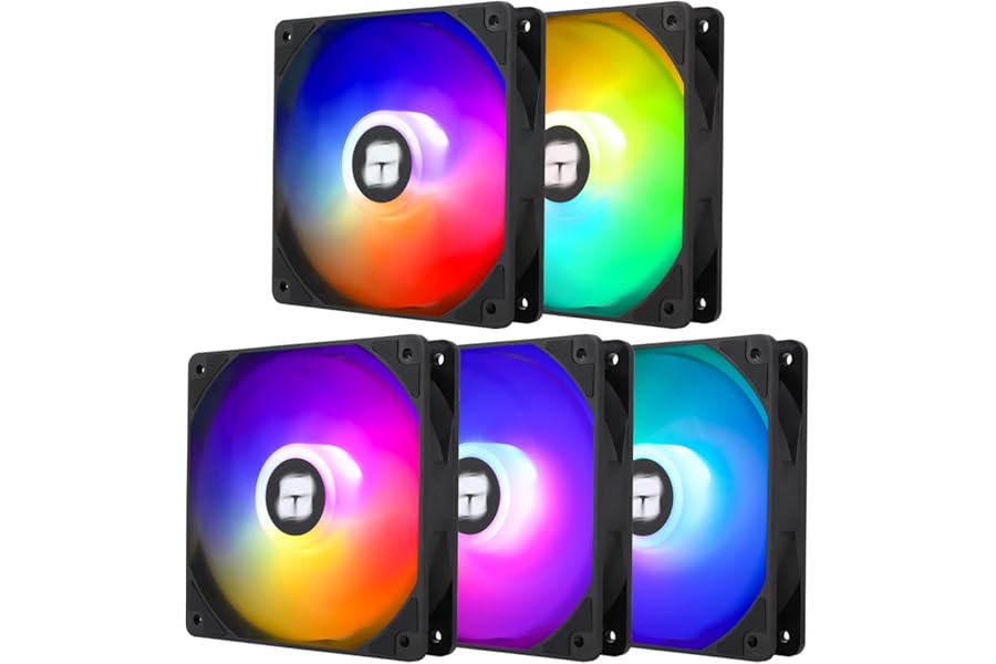 TR-Thermalright TL-C12C-S X5 120mm CPU PWM ARGB Fan,1550RPM Silent Cooling,Black CPU Fan 5-Pack,Can be Paired with Chassis/CPU Cooler