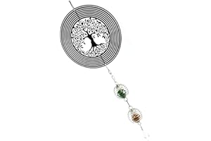 Felenny Carillones de Viento Carillón de Viento Árbol de La Vida Carillón de Viento Giratorio de Acero Inoxidable Decoración para Exterior Decoración Al Aire Libre Patio Jardín Hogar