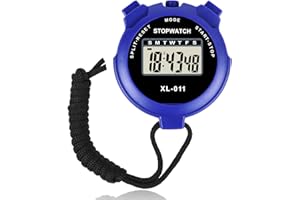 Vicloon Sport Stopwatch Timer, Multi-Function Sport Digital Stopwatch Large Display, Single Lap /Split Memory Stopwatch with12/24 Hour Clock Alarm Calendar for Training Swimming Running(Blue)