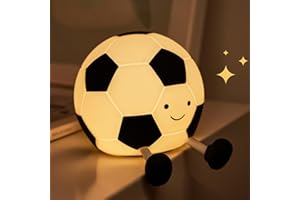 AGEK Football Night Light, Cartoon Football Lamp Squishy Silicone Baby Nursery Night Light With 3 Level Dimmable Rechargeable Bedside Touch Lamp Nightlight Gifts for Kids Toddler Bedroom Home Office Decor