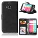 Produktbild M8 Hülle, HTC One M8 Hülle, HTC One M8 Ledertasche, Anlike HTC One M8 (5 Zoll) Schutzhülle Flip Hülle Wallet Case Tasche Cover Handy Zubehör Lederhülle Handyhülle [Klassische Normallackserie] Bookstyle mit Standfunktion Kredit Kartenfach - Schwarz