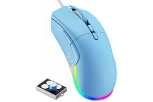 MAGIC-REFINER D19 Mouse Gaming RGB, Mouse Ergonomico da 12000 DPI con Cavo (6 livelli), 13 Modalità di RGB Chroma, Sensore Ottico 12K, 7 Pulsanti Programmabili, Pesi Regolabili, per PC/MAC, Blu