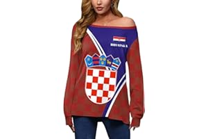 Mainfini Damen Fußball Trikot WM 2022 Fußballkleidung Sweatshirt Schräge Schulterärmel Shirts Fußball Sweatshirt Off Shoulder Multinationale S-XXL