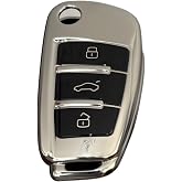 AutoHan Keys Audi A1, A3, A4, A5, A6, A7, Q3, Q5, Q7 ile Uyumlu Nano Anahtar Koruma Kılıfı, Krom