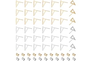 UNICRAFTALE 80 piezas 2 colores Triángulo Stud Pendientes Hallazgos 201 acero Inoxidable DIY Stud Pendiente Geometría Dorada DIY Pendientes Accesorios Metal Pendiente Componentes