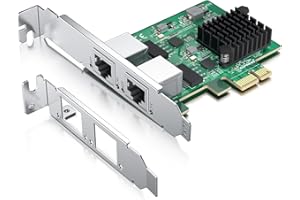 HCX GO Carte Réseau Double Port 1000Base-T (1Gbps) Grade Serveur, Double Interface Ethernet certifiée IEEE 802.3, PCIe x1, Puce 82571EB, Compatible Windows/Windows Server/Linux/Vmware Esxi