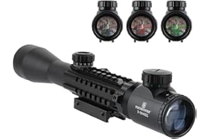 FOCUHUNTER Lunette de Visée 3-9X40mm Tactique Lunette de Tir Sniper Illuminé Rouge/Vert Réticule avec Intégral 11/20mm Picatinny Montage de Rail pour Arbalète Airsoft Chasse