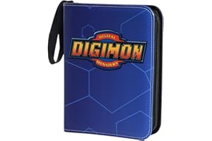 YOWXEEDI Sztuczna skóra 4-kieszeniowy segregator kart kolekcjonerskich, etui na albumy, foldery, ochraniacze na karty kolekcjonerskie Digimon, cyfrowe potwory TCG, ładowanie od góry 3-pierścieniowe, na zamek błyskawiczny, album Digimon