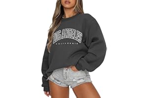 Tomwell Women's Oversized Sweatshirt Los Angeles Pullover without Hood Teenager Girls Crew Neck Jumper Autumn Winter Fleece Jumper