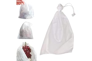 duoyif 50 Pcs Bolsa Protectora De Frutas con Cordón, Bolsa Protectora De UVA, Red De Protección contra Insectos y Aves, Protege Plantas, Frutas, Flores, Verduras, Control De Plagas30 x 20 cm