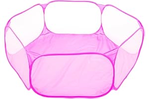 FIBOUND 1 Pièces Parc Portable Petits Animaux, Parc à Hamster Respirant, Tente Cage Petits Animaux, Cage Jeu Pliable Animaux Compagnie, pour Cobaye, Hamster, Chinchillas et Hérissons (Rose)