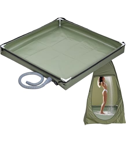 Bac De Douche Pliable Portable Pour Camping - 80x80x10 Cm, Avec Tuyau De Drainage
