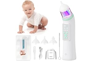 ‎GEEGEAR Baby Nasensauger, Elektrischer Baby Nasensauger mit 5 Saugstufen und 3 Silikonspitzen, Automatischer Nasenreiniger Wiederaufladbarer Nasensauger mit Licht & Musik Beruhigungsfunktion